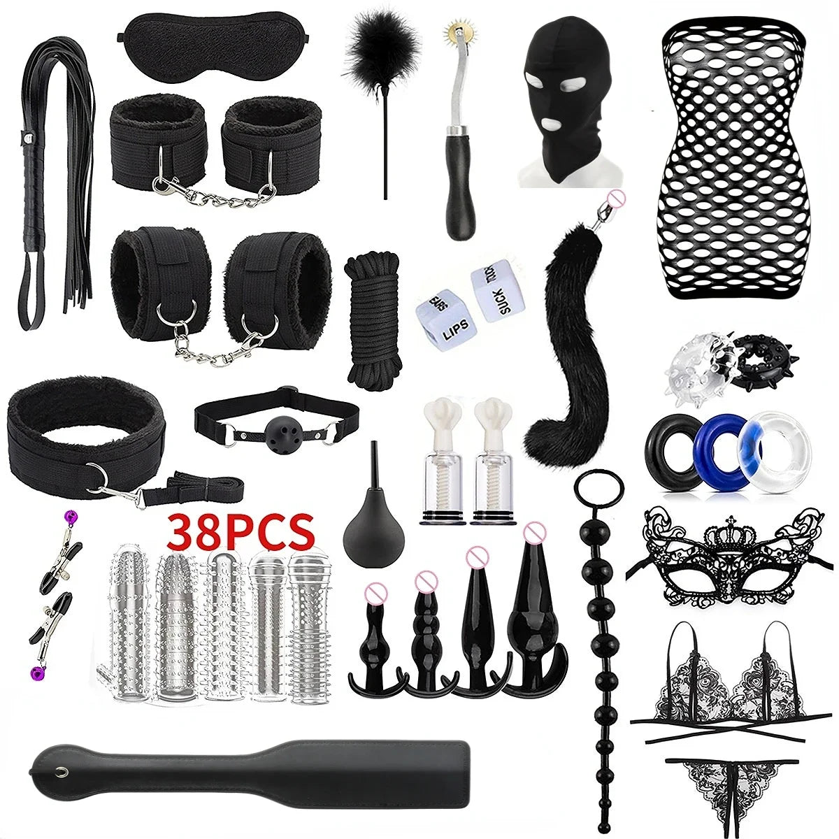 BDSM Bed Restraint Kit Sex Bondage Adult Toys for Couples with Handcuffs Wide Strap, Adjustable Length Quick Installation