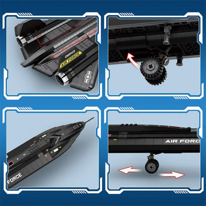 Stock Military SR-71 Blackbird Airplane Building Blocks MOC Fighter Bricks Assembling Toys for Boys Birthday Gift Set 1775Pcs