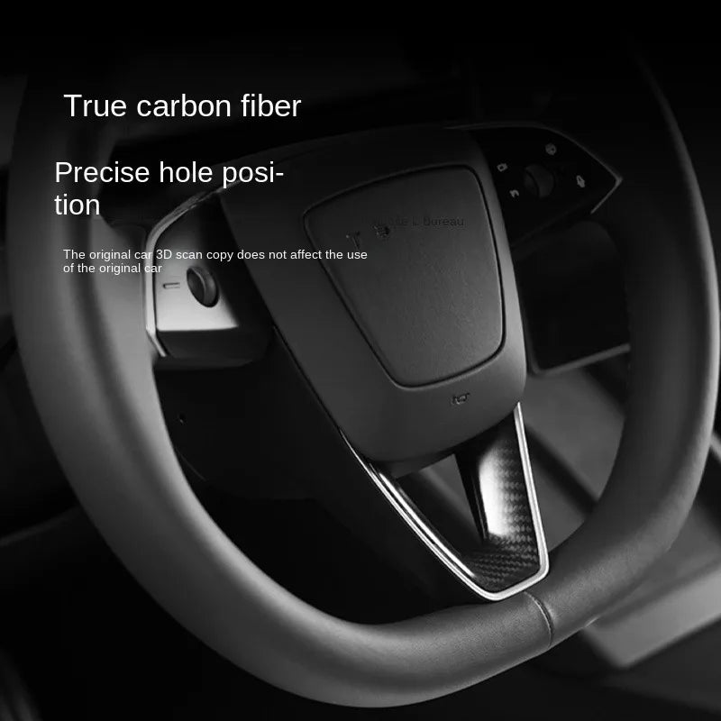 Steering Wheel Patch for Tesla Model 3+ Real Carbon Fiber Steering Wheel U-shaped Protective Cover 2025 New Model 3/Y Highland