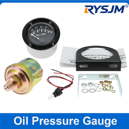 Auto Temperature Meter with Sensor 1/8 NPT 52mm LED Digital Oil /Water Temp Indicator PSI Oil Press Black Gauge Fit Gasoline Car