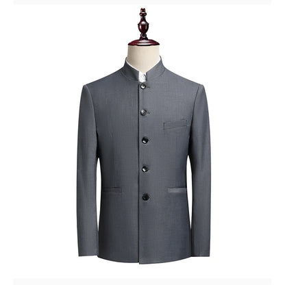 Blazer Men's Fashionable Business Zhongshan Suit Gentle Slimming, Gentleman's Casual Chinese Stand-up Collar, High-end Blazer