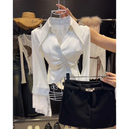 Elegant V-Neck Long Sleeve Women's Shirt Inner Wear Top Stylish Design Autumn Winter Polished Personality Soft Temperament