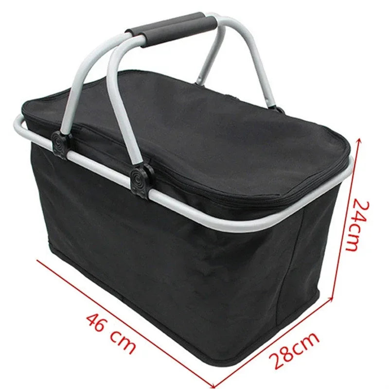 Car Oxford Outdoor Picnic Insulation Storage Basket Refrigerated Food Delivery Box Folding Shopping Basket Trunk Storage Box