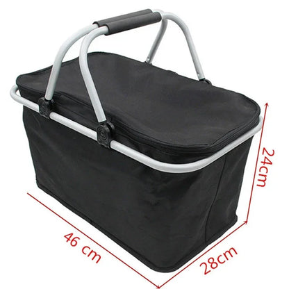 Car Oxford Outdoor Picnic Insulation Storage Basket Refrigerated Food Delivery Box Folding Shopping Basket Trunk Storage Box