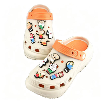 17-100pcs Cartoon Family Guy Shoe Charms For Slides Sandals, PVC Shoe Decorations Accessories For Christmas Gift Party Favor