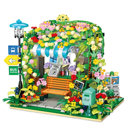 834PCS MOC Street Scene Gazebo Building Blocks DIY Architectural Model STEM Educational Toys Kit Girls Kids Birthday Gift