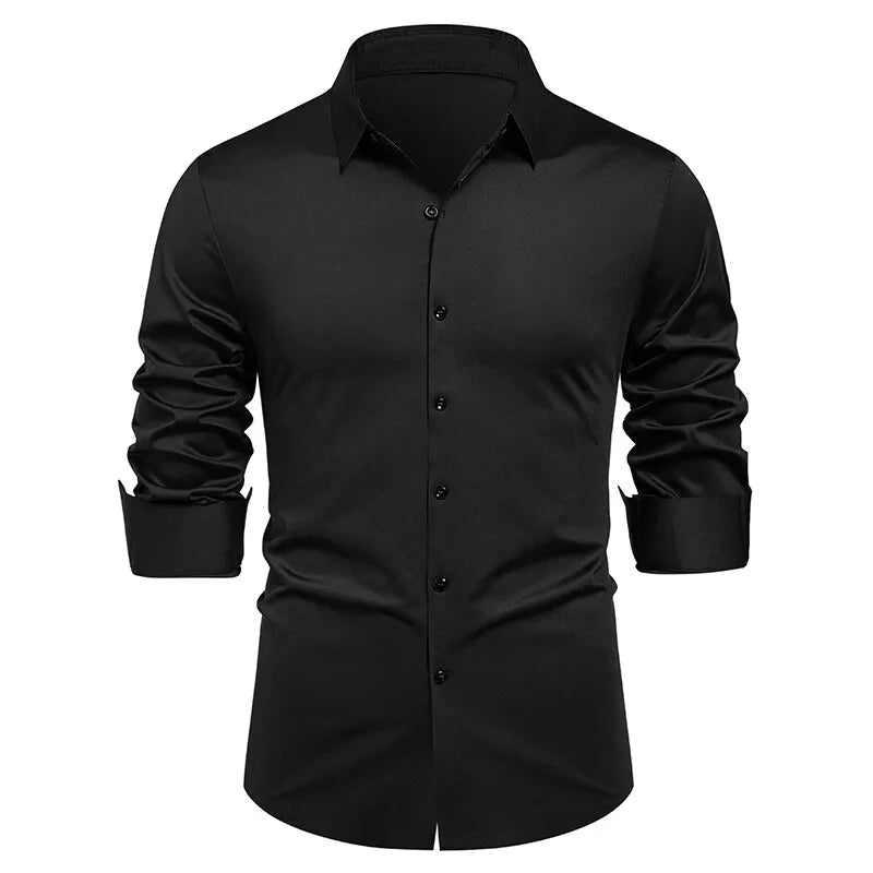 2025 Men's High Quality Shirt Solid Color Fashion Business Leisure Social Dress Ball Shirt Men's Formal Dress Slimming Shirt