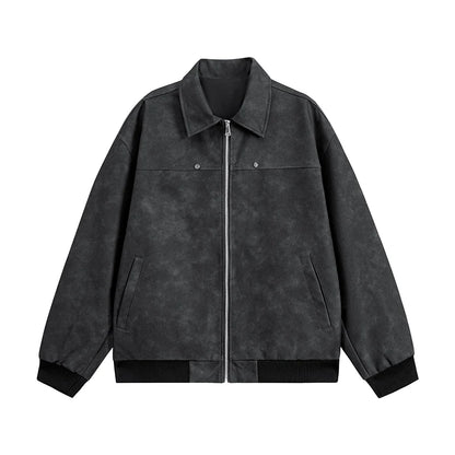 Trend Men's Faux Leather Jacket Autumn Winter Fashionable Solid Color Standing collar PU Leather Biker Jacket Handsome Men Coat