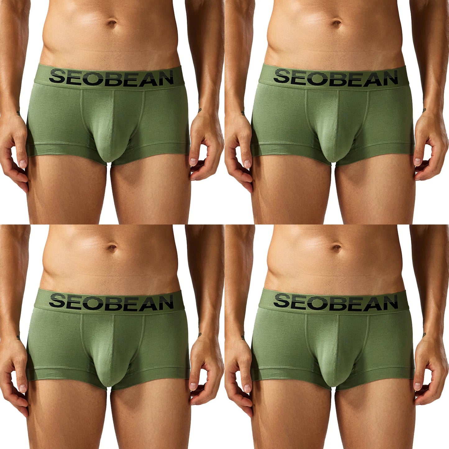 4-Pack SEOBEAN  Men's Cotton Briefs Comfortable Sweat-Absorbent Boxer Shorts Male Underwear