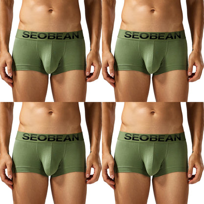 4-Pack SEOBEAN  Men's Cotton Briefs Comfortable Sweat-Absorbent Boxer Shorts Male Underwear