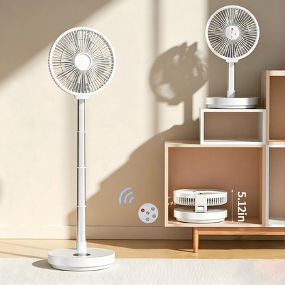 Remote control folding fan home bedroom outdoor camping fan silent LED light shaking left and right 10 inch desktop vertical fan