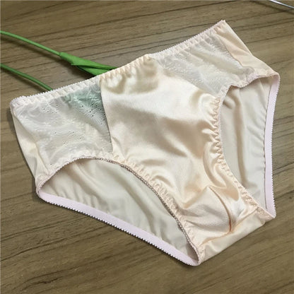 Men's Silk Briefs Sexy Seamless Breathable Bulge Underpants Solid Color Comfortable Male Underwear