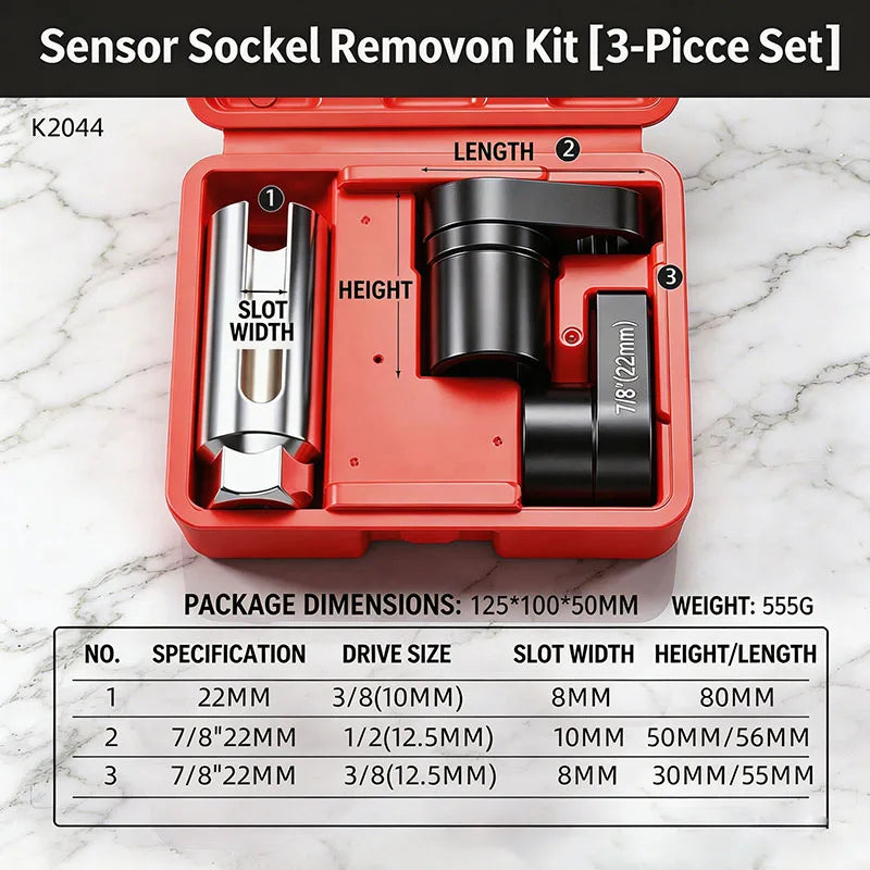 Universal Oxygen Sensor Socket Set O2 Lambda Sensor Removal Tool Kit Automotive Wrench Remover Installer Multi Size Box Tool