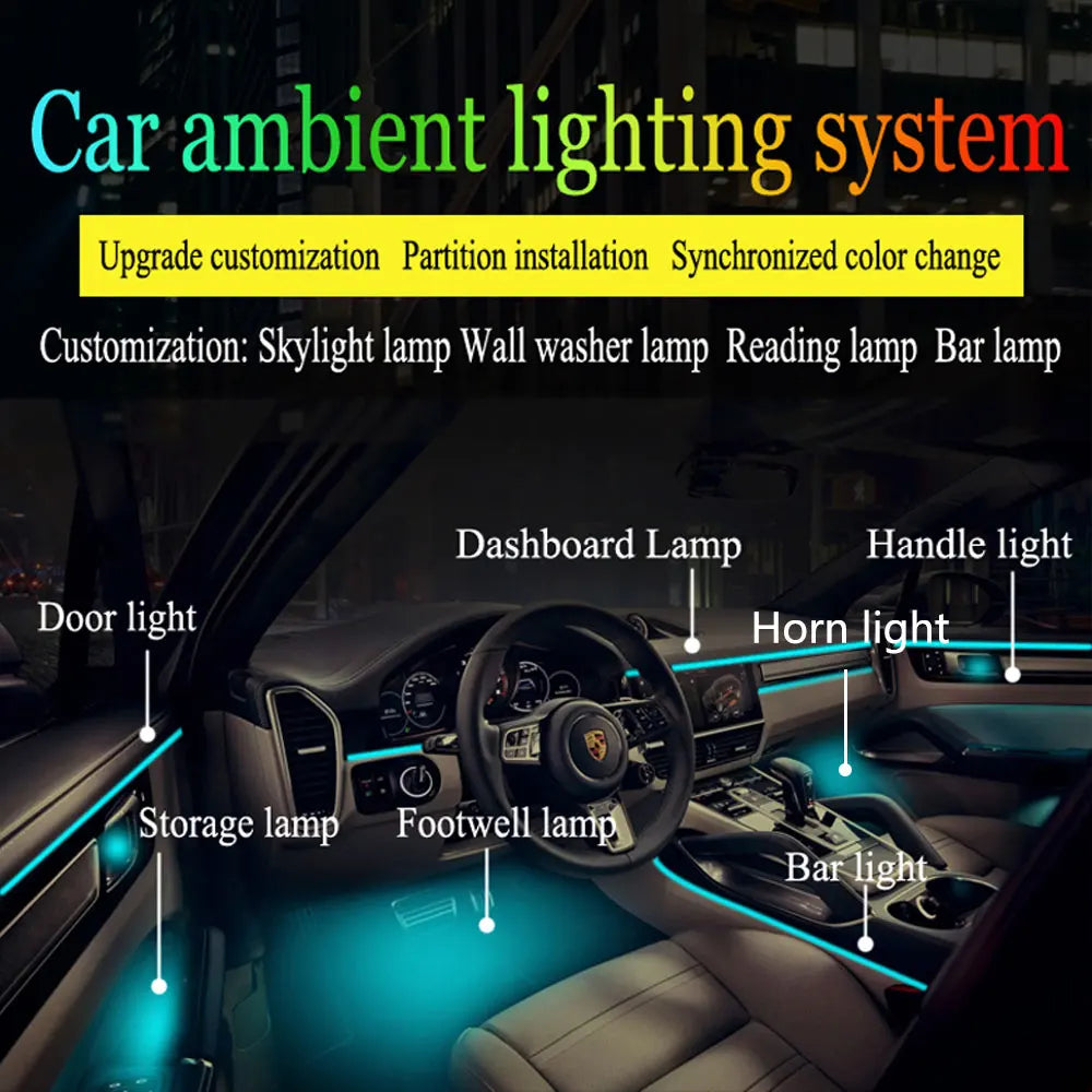 car interior accessories car interior ambient rgb light bar controller Footlight Door lights horn light led lamp for storage