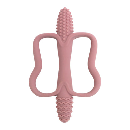 One-piece silicone teething stick with handle, baby toy teether, 6 colors, easy to grip, corn-shaped teether, BPA-free.