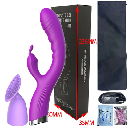 Rabbit Vibrator for Women USB Rechargeable G Spot Dildo Vibrator Clitoris Stimulator Dual Stimulation Female Masturbator SexToy