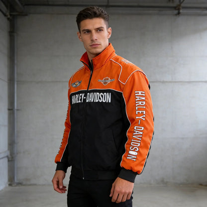 Harley Davidson Man Racing Jacket Autumn Winter Embroidery Thick Coat Outdoor Keep Warm Lady Motorcycle Cycling Uniform Jacket
