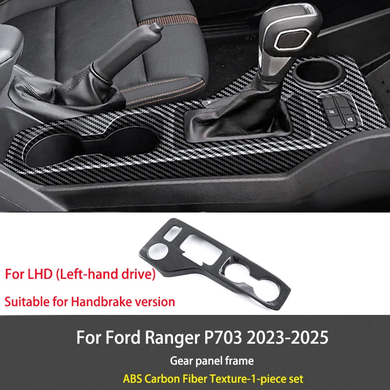 For Ford Ranger P703 T9 XL XLT Wildtrak Raptor 2023-2025 Carbon Fiber Texture Gear Shift Panel Cover Interior Trim Full Set