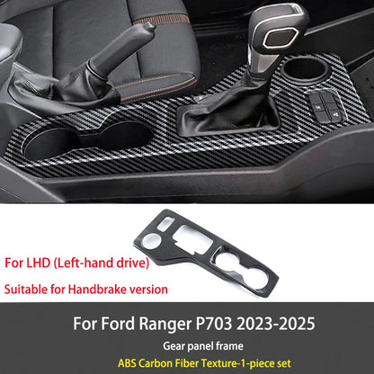 For Ford Ranger P703 T9 XL XLT Wildtrak Raptor 2023-2025 Carbon Fiber Texture Gear Shift Panel Cover Interior Trim Full Set