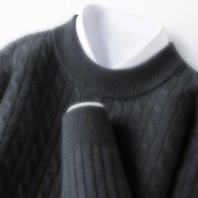 100% Australian Merino Wool Sweater Men's, 410g Thickened Anti-Pilling, Old Money Style, 4 Colors