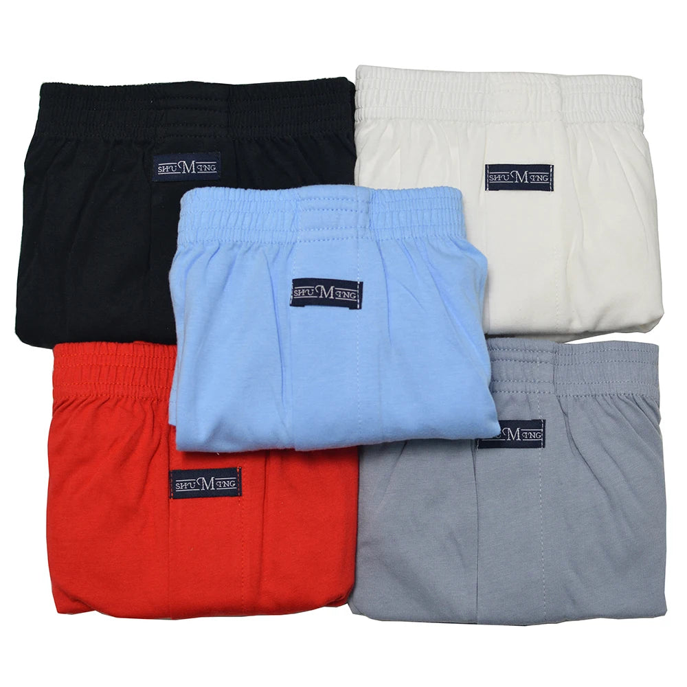 5PCS/Pack 100% Cotton Men Solid Pajama Pants Casual Elastic Waist Sleeping Shorts 3D Crotch Bottoms Breathable Pijama Hombre