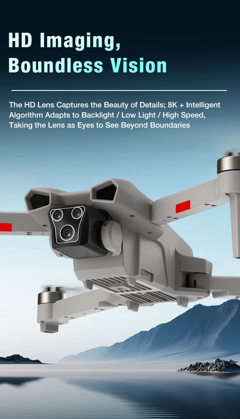 FPV 8K 3-Camera RC Drone Professional Quadcopter Aircraft Gesture Shooting Brushless 360° Roll Optical Hover Helicopter Toy Gift