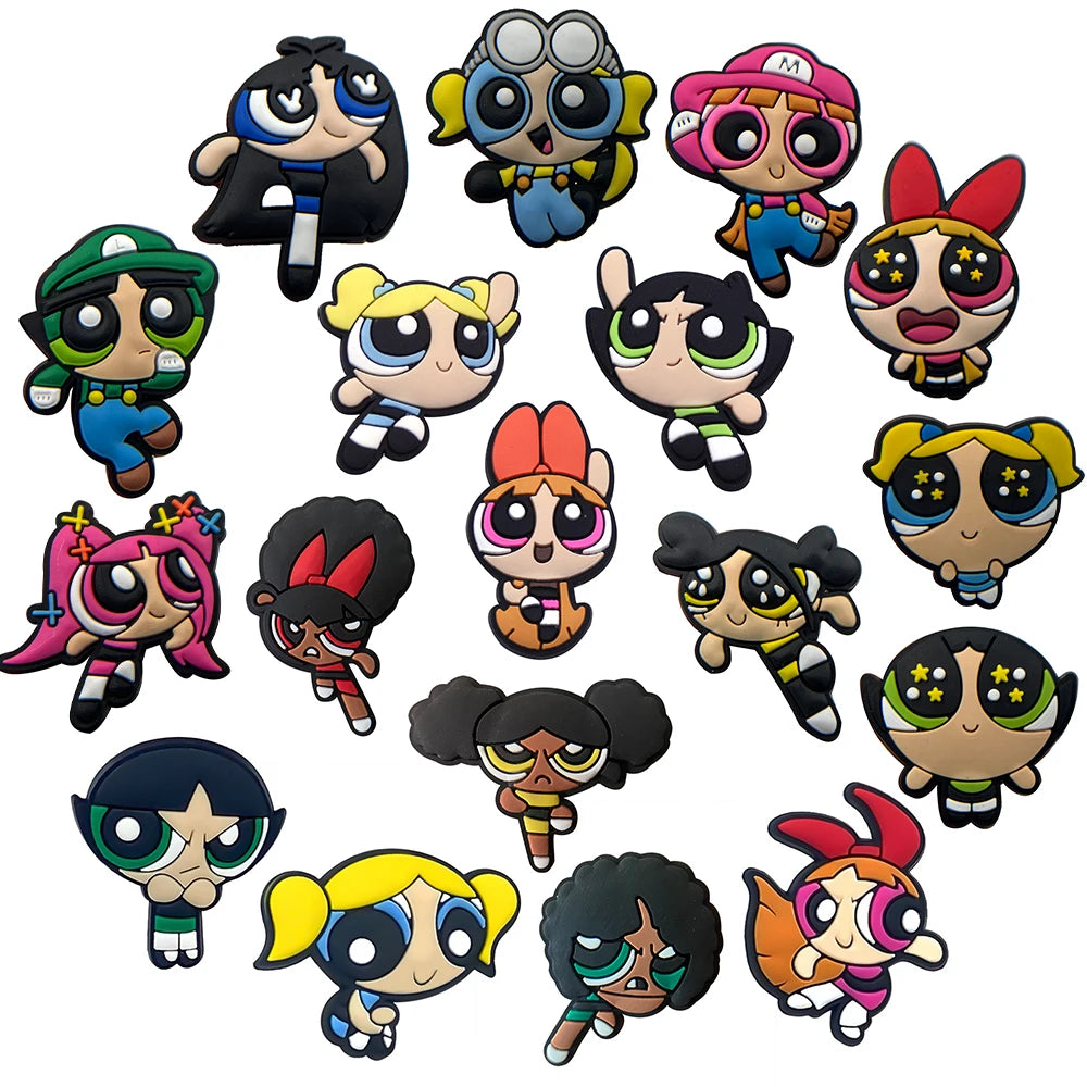 9-100Pcs Hot Toys Cartoon Series Shoe Charms For Clog Sandals,Shoe Decoration Accessories Buckle For Girl Kids Gifts