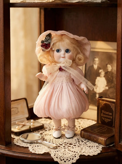 Cloveray 8 inch Movable Joints Vintage Porcelain Doll Delicate Lace Costume Fully Poseable Handmade Ceramic Collectible Gift