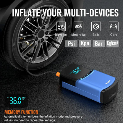 BUVAYE Car Jump Starter 150PSI Air Pump 2000A Jump Starter Car Battery Starter Jumper Car Starter Tire Compressor Powerbank