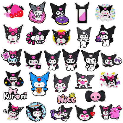 6-66PCS Cartoon Kuromi Shoe Charm Mix Wholesale PVC Decor Buckle Sandal Clog Bag Wristband Detachable Waterproof To X-MAS Gift