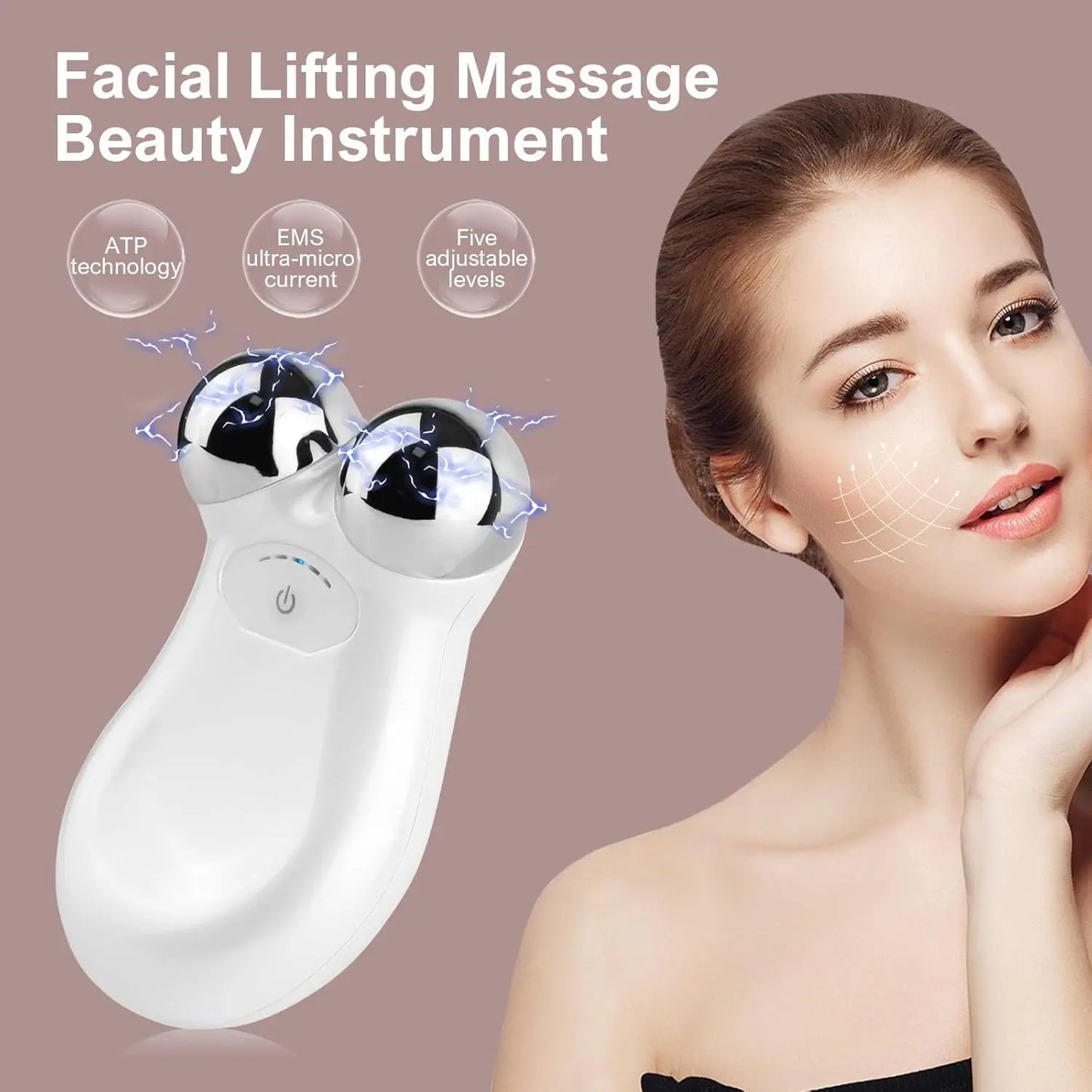 5 in 1 Microcurrent Facial Massager EMS Face Roller Device Skin Care Tool Skin Tightening Machine for Facial Skin Rejuvenation