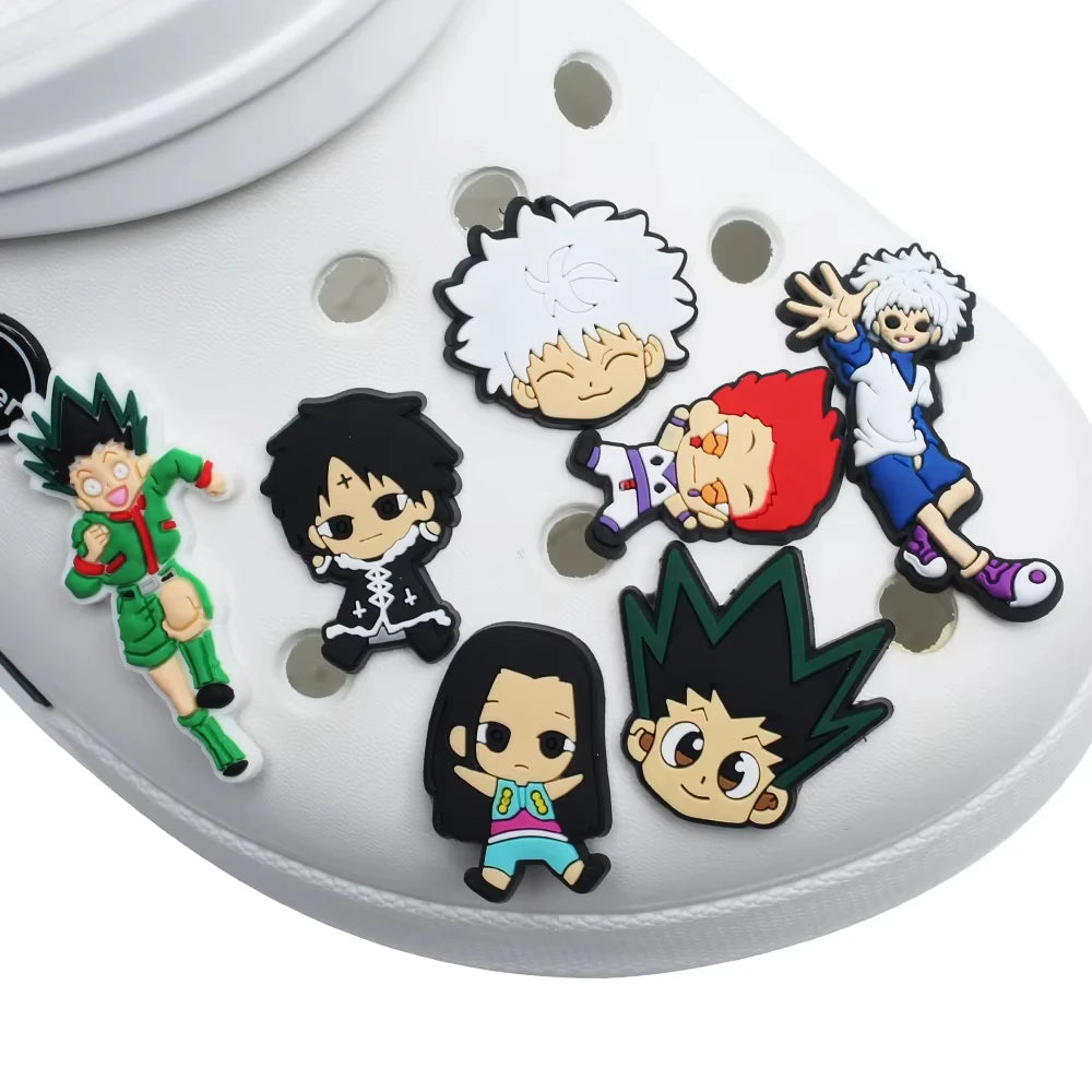 9pcs MIX Japanese Manga Shoe Charms Fall winter Accessories Decorations PVC Classic Clog Buckle for Kids Party X-mas Gifts