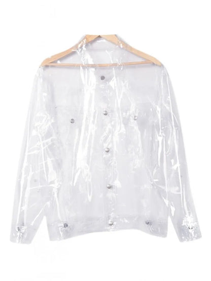 Runway Personality Coats Performance Costume Mens Transparent Jacket  Single Breasted Long Sleeve Fashion Streetwear Outerwear