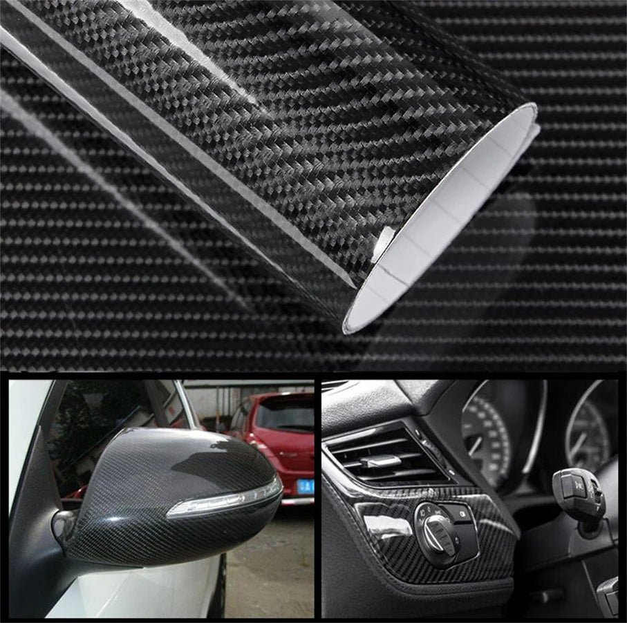 152*10/30cm Glossy 5D 6D Carbon Fiber Vinyl Wrap Car Stickers DIY Protective Film Auto Accessories Motorcycle Tablet Decal