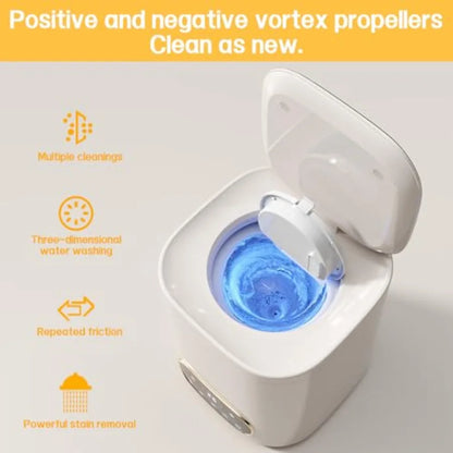 Portable fully automatic washing machine for apartments, dorms, RVs travel; ABS plastic body; white; 9L capacity, LCD touch con