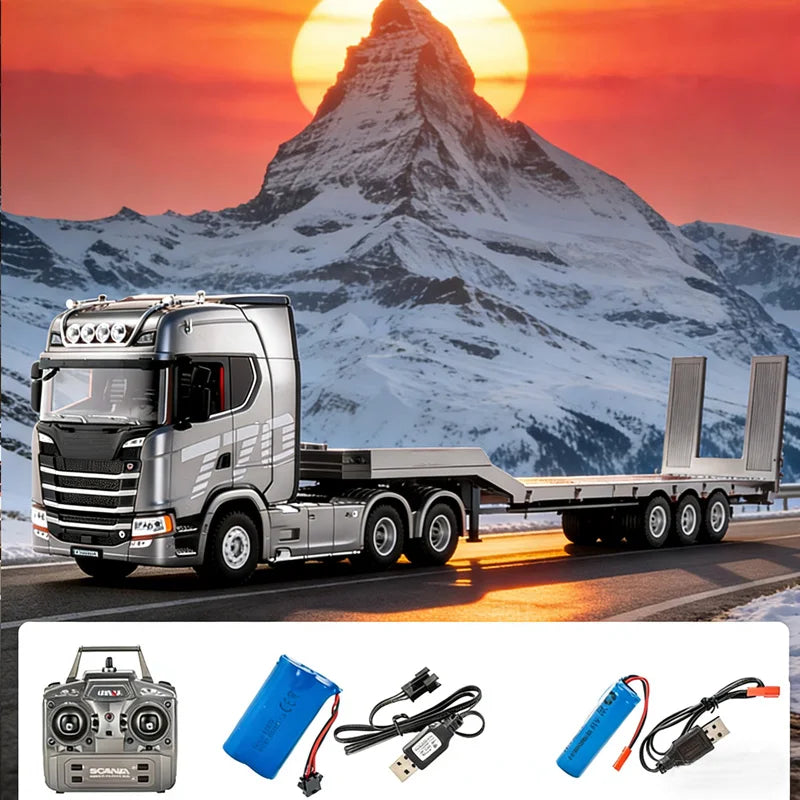 huina1501+1502 Scania 770S Alloy Tractor 19CH RC Truck 1/18 heavy-duty truck 2.4G remote control Engineering Trailer Truck Toys