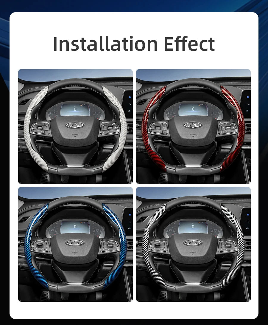 Suitable for Chery Carbon Fiber Texture Steering Wheel Cover with Segmented Quick-Release Design, Durable, for Models Such as Tiggo 2 3 4 7 8 9 Pro Max Csh Arrizo 6 Cross C5 J6 E5 Omoda 5 Gt Eq7