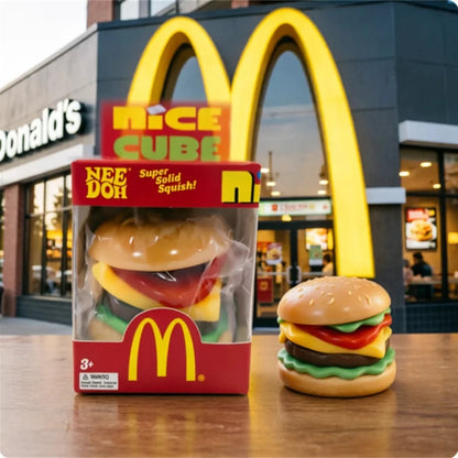 Nee Doh x McDonald's Nice Cube Burger Squishy Toy Super Solid Slow Rising Stress Relief Fidget Sensory Toy for Kids Adults Gift