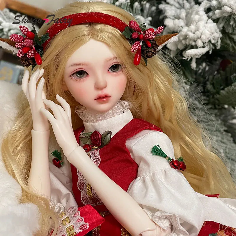 Celia Ball Jointed Doll 1/4 Christmas Fullset Ball Jointed Dolls for Red Dress Party Gift Toys Collection Shugafairy