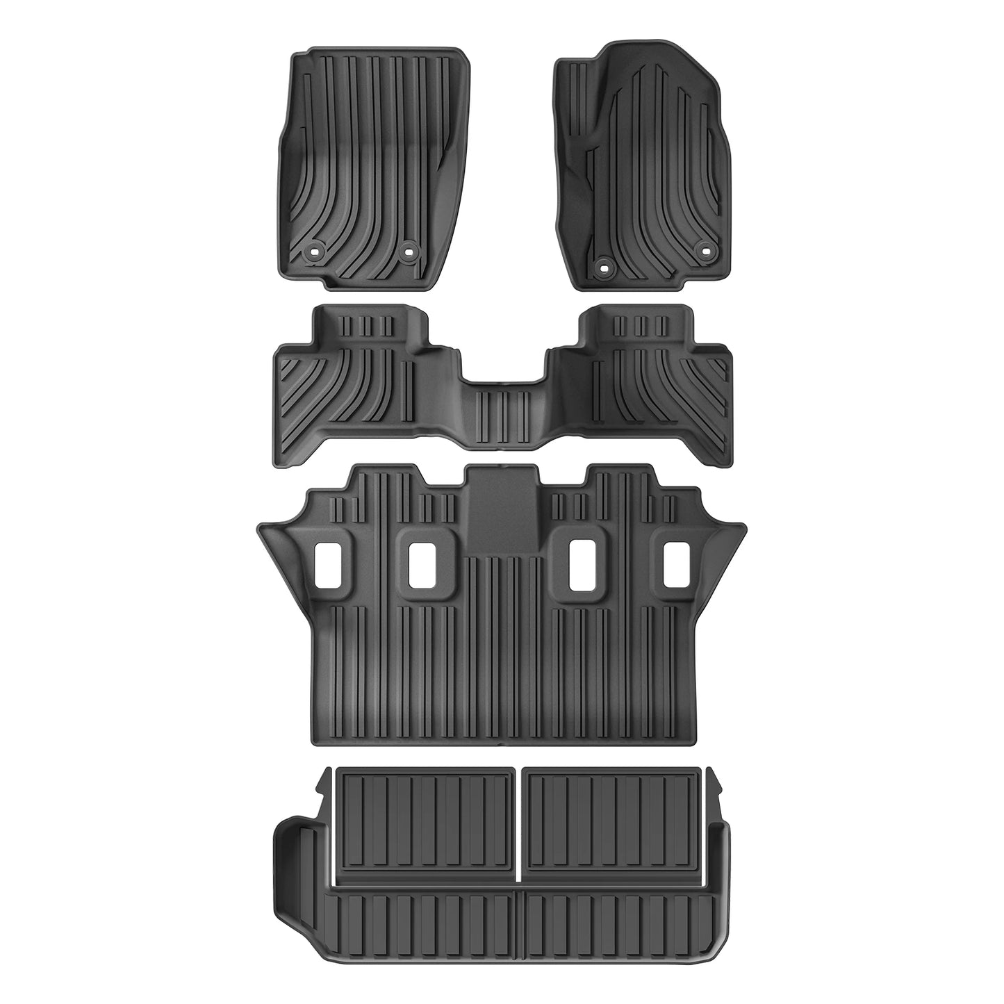 RHD for 2024 Toyota Land Cruiser Prado J250 7seat Fuel Only Fit Right Rudder Car Floor Mats Trunk Pad TPE 3D Foot Mat Black