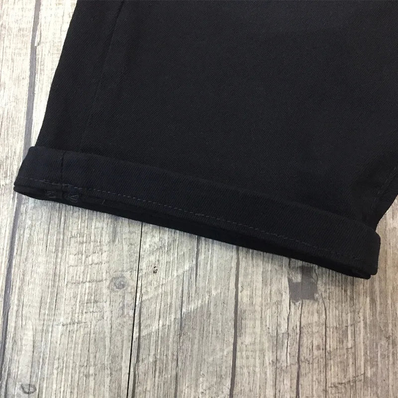 2024 New Summer Fashion Denim Shorts Men's Slim Straight American Street Trend Casual All-Match Cropped Pants