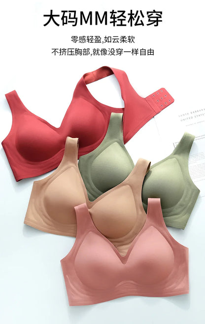 Large Size Thin Jelly Anti-Sagging Adjustable Large Breasts Appear Smaller Seamless Women's Rimless Bra Sexy Female Lingerie