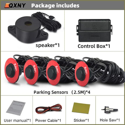 Flush Mount 4 Probe Reverse Parking Sensor Adjustable Depth Bumper Backup Radar System with Distance Alert  Aid