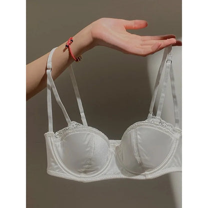 hot sale Sexy Lace Underwire Bra Set Thin Demi Cup Push Up Anti Ptosis Minimizer Lift Gather Side Fat Women Daily Plus Size S-XL