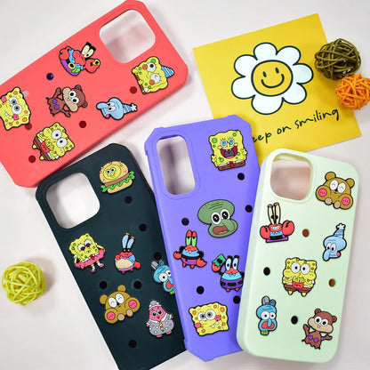MIX Shoe Charms DIY Spongebob A/W PVC Shoes Charms Patrick Star Slippers Buckle Decorations Fit Boys Kids Birthday Xmas Gifts