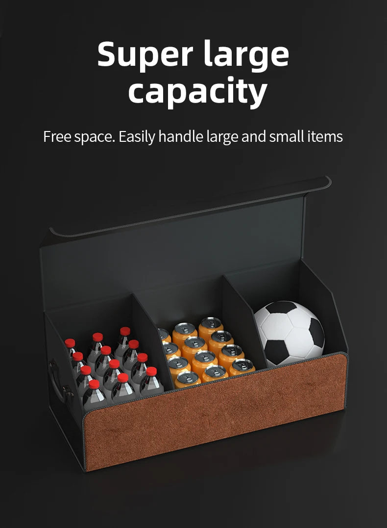 Car Suede Trunk Organizer Large Capacity Leather Foldable Storage Box Portable Multifunctional Tool Organizer Car Accessories