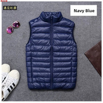 Ultra-Light down Vest Men's Spring Autumn Winter Fashion City Style Standard Fit Youth Daily Wear Couple's Style Vest