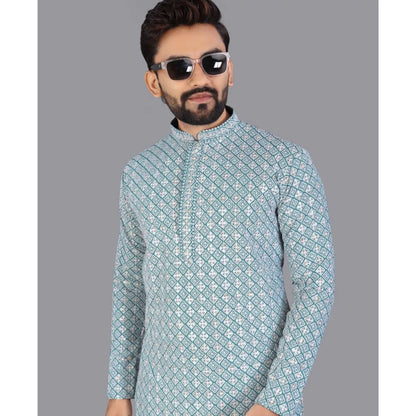 Luxury Islamic Arabic Abaya Robe National Style Ethnic Print Stand Collar Youth Mid-length Ropa Arabe Hombre Kurta For Men