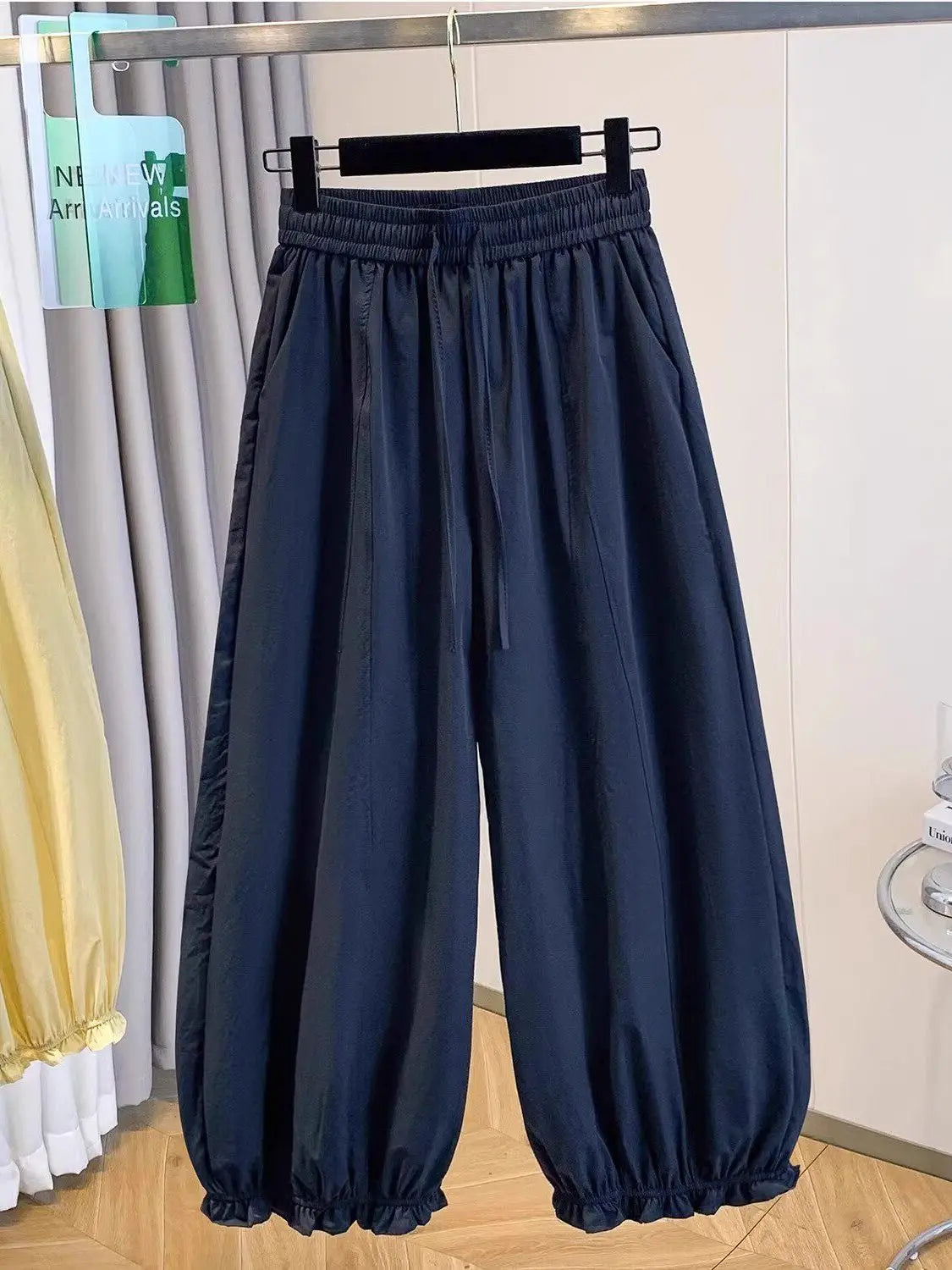 Casual Ice Silk Quick Dry Nine-Piece Flower Bud Pants Women Summer Thin Loose High Waist Draping Lantern Pants