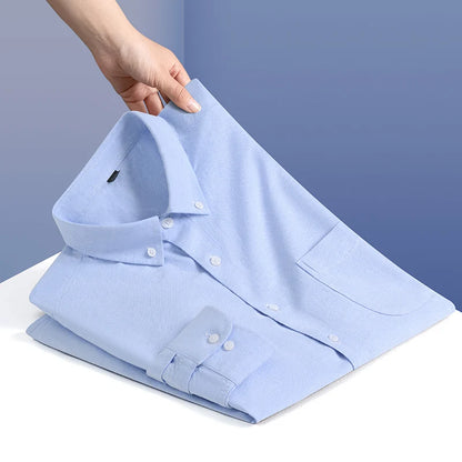 Men Formal Shirt Spring Autumn Long Sleeve Office Solid Color Fashion Business Pocket White Social Pocket Office White Shirt 5XL